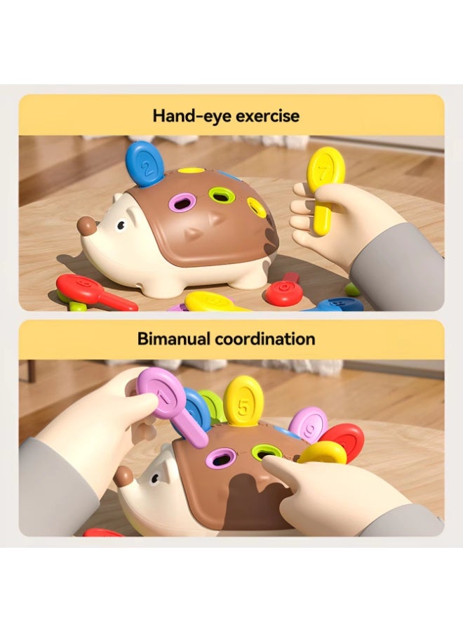 Children's educational puzzle toy featuring stuffed hedgehog, with number matching and assembly features, Hand-eye Coordination Fine Motor Training Develop Concentration Toy - Image 4
